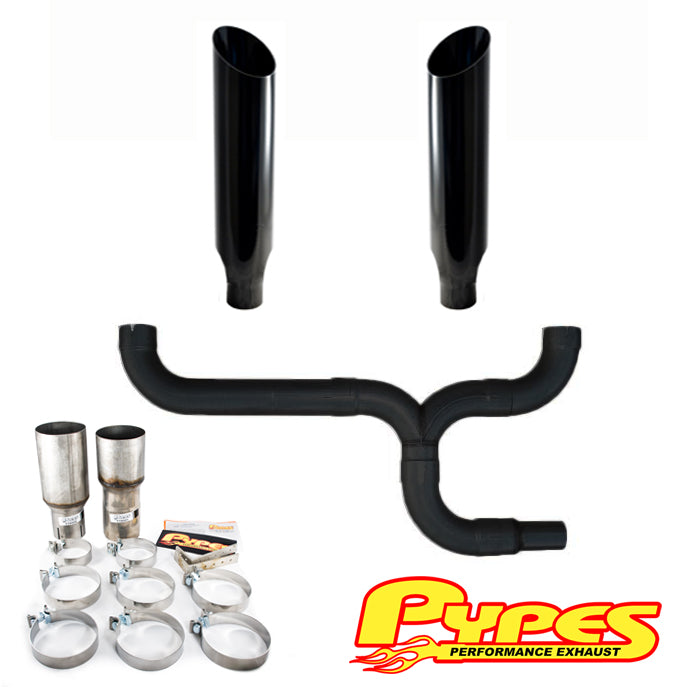 Ford 6.4L Super Duty Power Stroke Diesel 8" Miter Cut Pypes Dual Stack Kit Black