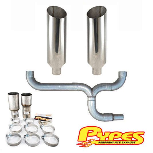 Ford 6.4L Super Duty Power Stroke Diesel 10" Miter Cut Pypes Dual Stack Kit