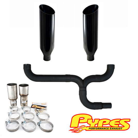 Ford 6.4L Super Duty PowerStroke Diesel 10" Miter Cut Pypes Dual Stack Kit Black