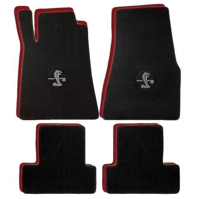 2013-14 Mustang Shelby GT500 4pc Black Floor Mats w Cobra GT 500 Embroidery Logo