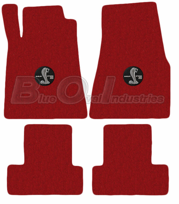 2013-14 Mustang Shelby GT500 4pc Black Floor Mats w Cobra GT 500 Embroidery Logo