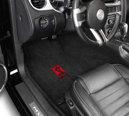 2015-2023 Shelby GT350 4pc Black Front & Rear Floor Mats Set w/ Red Logo