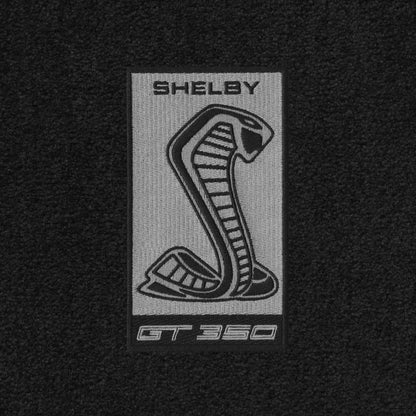 2015-2023 Shelby GT350 4pc Black Front & Rear Floor Mats Set w/ Silver Logo