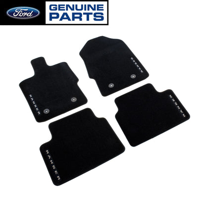 2019-2023 Ranger Super Cab Genuine Ford OEM Black 4pc Front & Rear Floor Mat Set