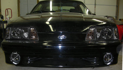 1987-1993 Mustang 6 Pc Euro Smoked Headlights Amber Side Markers 9004 LED Bulbs