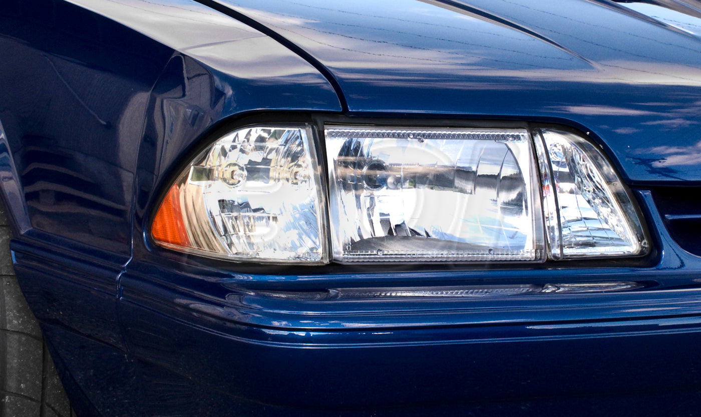 1987-1993 Ford Mustang 6pc Euro Clear Headlight Set with Amber Side Markers