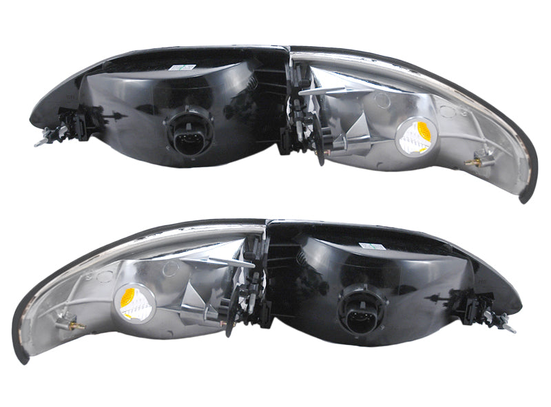 1994-1998 Mustang Stock 4 piece Front Headlights w/ Amber Side Markers Lights