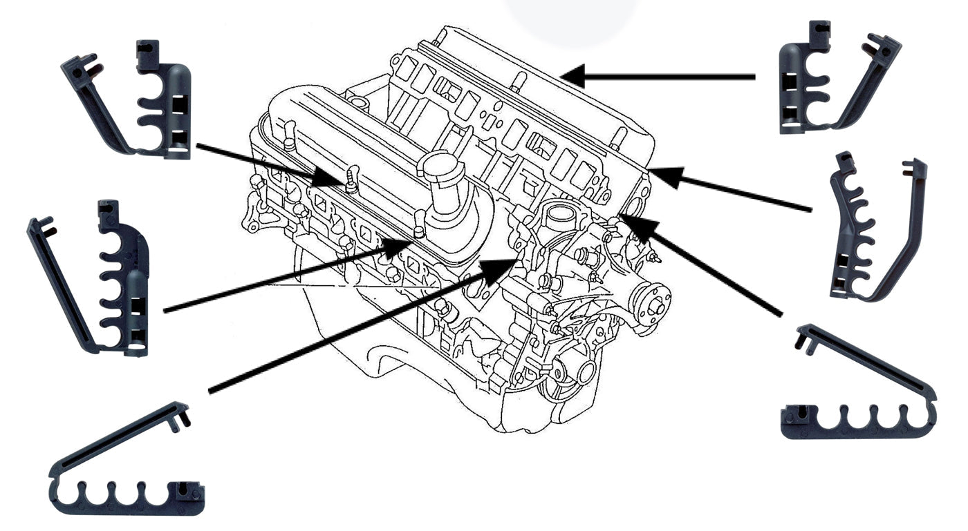 1986-1993 Mustang 5.0 V8 Engine Spark Plug Wire Holder Seperators - Set of 6