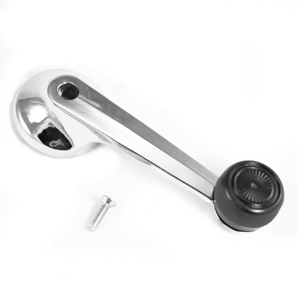 1979-1993 Mustang Chrome Plated Window Roll Down Crank Handle w/ Black Grip Knob