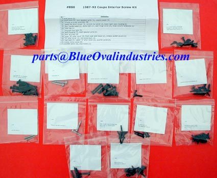 1987-1993 Mustang LX Coupe Notchback Interior Hardware Screws Kit 92 Piece Set