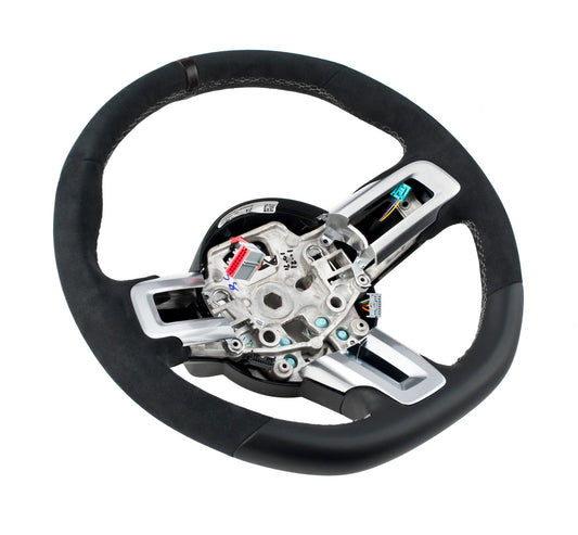 2015-2017 Mustang Shelby GT350 Silver Stitched Leather Steering Wheel Kit