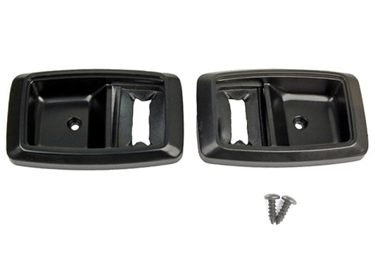 1979-1993 Mustang Black Inside Door Handle Trim Bezels w/ Install Screws Pair