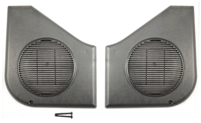 1987-1993 Mustang BLACK Door Panel Speaker Grills Covers  w/ Install Screws Pair