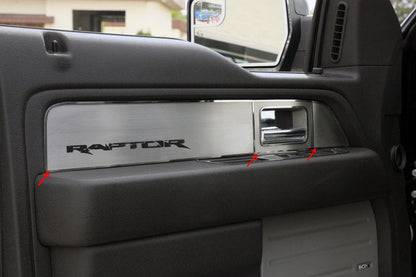 2010-2014 Ford F-150 Raptor Ext. Cab Brushed Stainless Door Panel Inserts 6pc