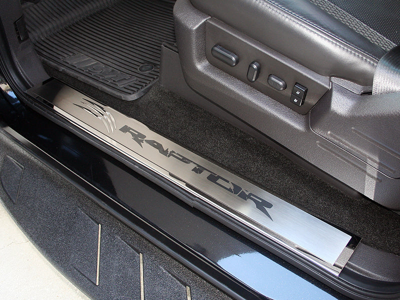 2010-2014 Ford F-150 Raptor Brushed + Polished Stainless Steel Door Sill Plates