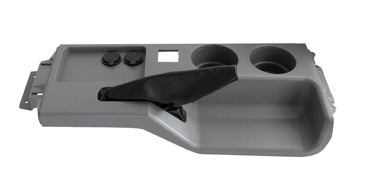 1987-1993 Ford Mustang Smoke Gray Center Console w Brake Boot, Cup Holders & USB