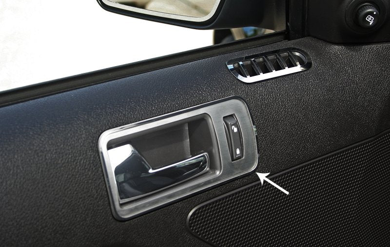 2010-2012 Mustang GT Brushed Stainless Interior Door Handle Trim Plates - Pair