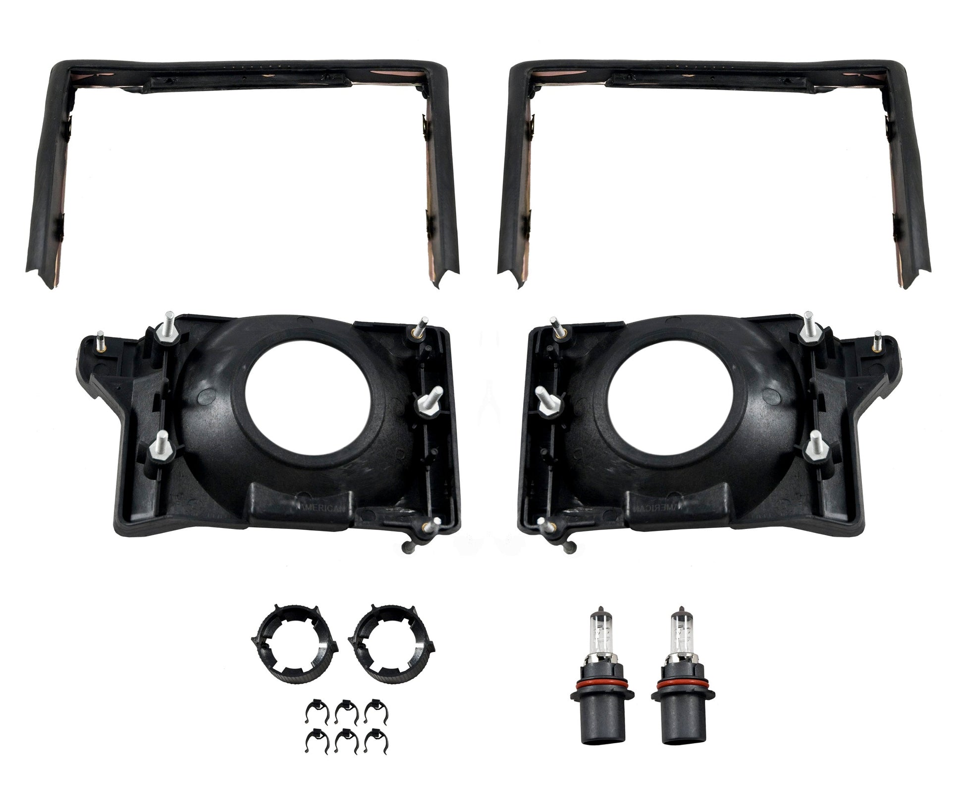 1987-1993 Mustang Headlight DELUXE 12 Piece Mounting Kit & Adjusting Brackets