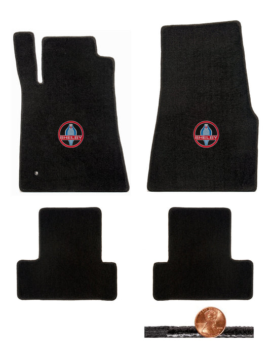 2005-2010 Shelby GT-500 Mustang Black 4pc Loop Floor Mats - Vintage Cobra Logo