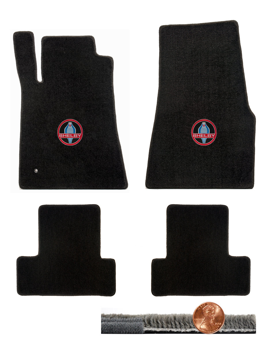 2005-10 Shelby GT-500 Mustang Black 4pc Ultimat Floor Mats - Vintage Cobra Logo