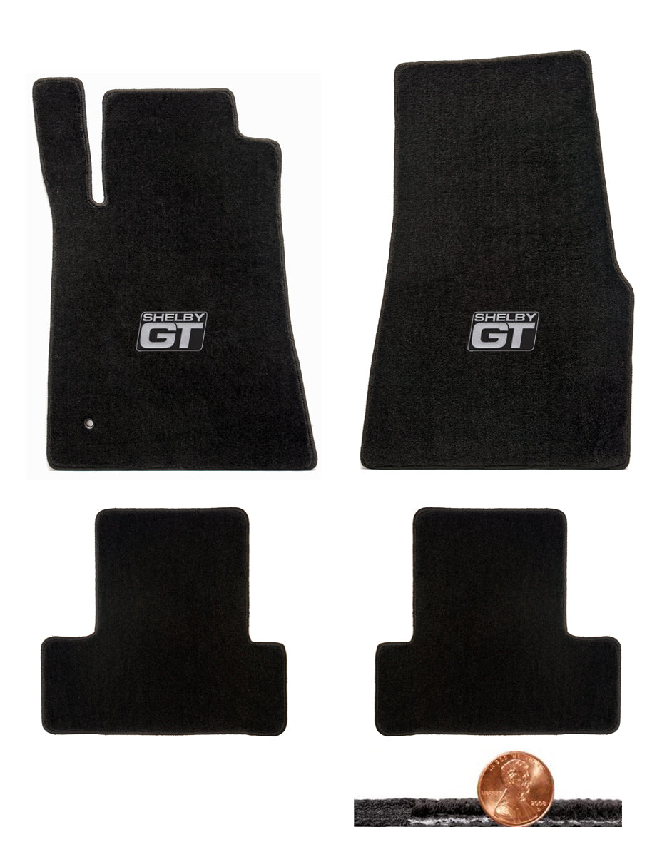 2005-2010 GT-500 Mustang Black Front & Rear Loop Floor Mats - Shelby GT Logos