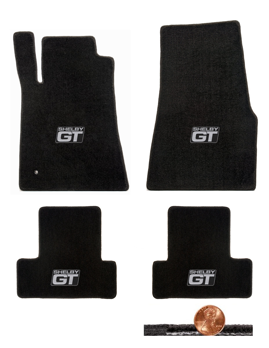 2005-2010 GT-500 Mustang Black Front & Rear Loop Floor Mats - Shelby GT Logos