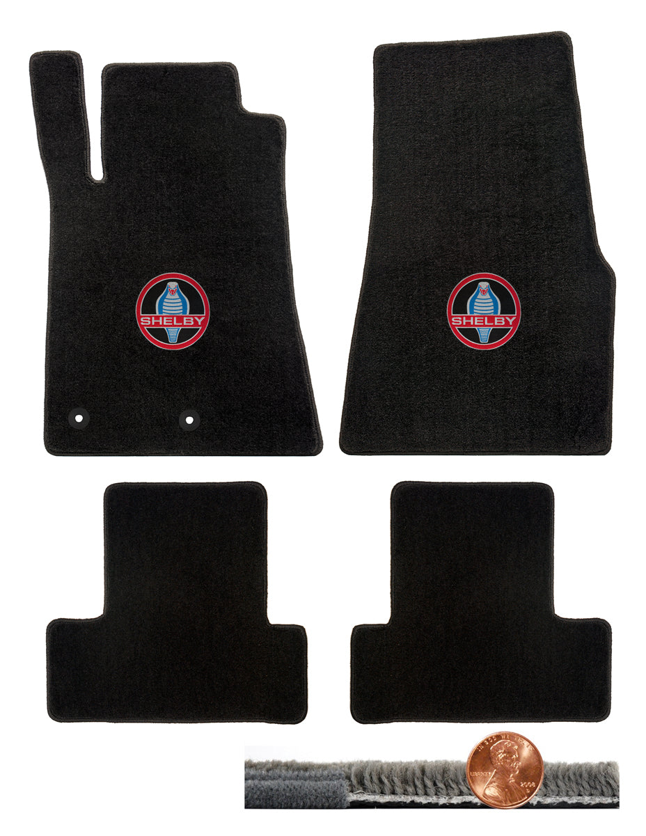 2011 2012 Shelby & Mustang 4pc Black Ultimat Floor Mats - Vintage Cobra Logos