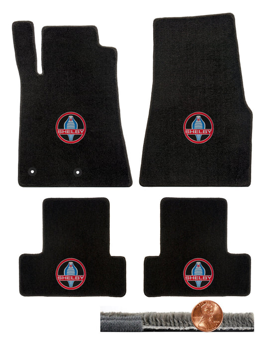 2011 2012 GT-500 & Mustang 4pc Black Ultimat Floor Mats - Vintage Cobra Logos