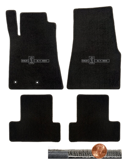 2011 2012 GT-500 & Mustang 4pc Black Ultimat Floor Mats Set - Vintage Cobra Logos