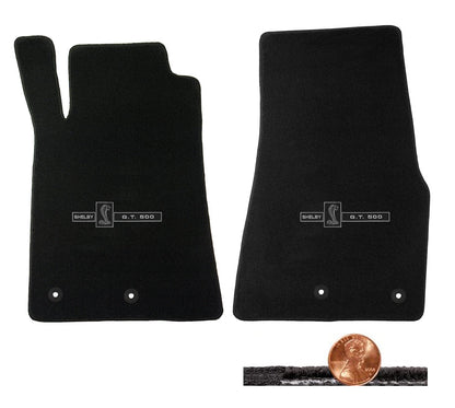 2013 2014 Shelby Mustang Black Looped Front Floor Mats - GT500 Cobra Logos