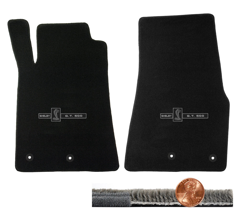 2013 2014 Shelby Mustang Black Ultimat Front Floor Mats - GT500 Cobra Logos