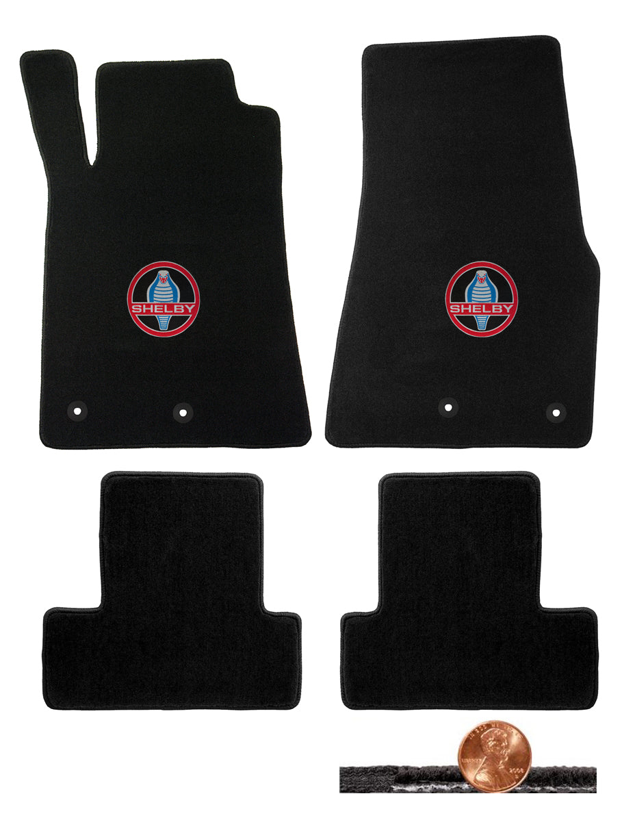 2013 2014 GT-500 Black Looped Front & Rear Floor Mats - Original Shelby Logos