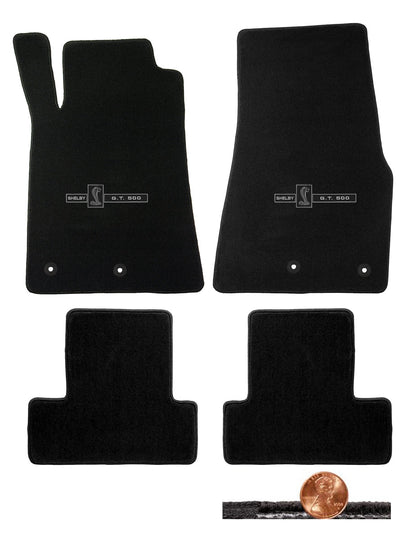 2013 2014 Shelby Black Looped Front & Rear Floor Mats - GT-500 Cobra Logos