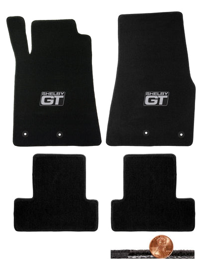 2013 2014 Mustang Black 4pc Classic Loop Floor Mats - Silver Shelby GT Logo