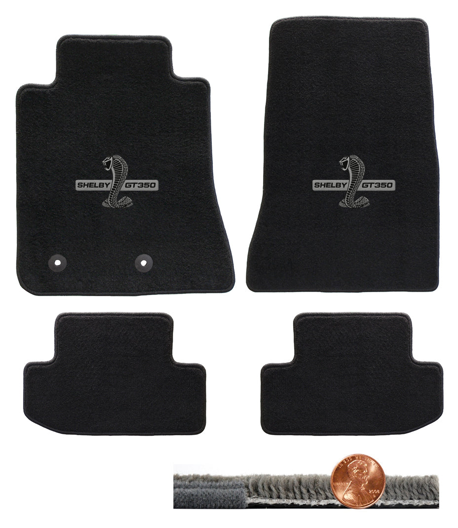 2015-2020 Shelby Mustang Black Ultimat 4pc Floor Mats - GT-350 Snake Emblems