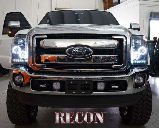 2011-2013 Ford F-250 F-350 Super Duty Smoked Projector CCFL Halo DRL Headlights