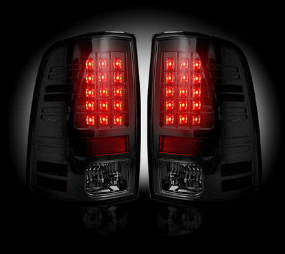 2013-14 Dodge Ram Rear Brake & Reverse Dark Smoked Taillights w/ Brake LED Bulbs