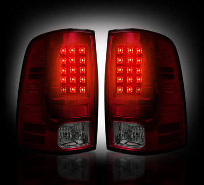 2013-14 Dodge Ram Rear Brake & Reverse Dark Red Taillights w/ Brake LED Bulbs