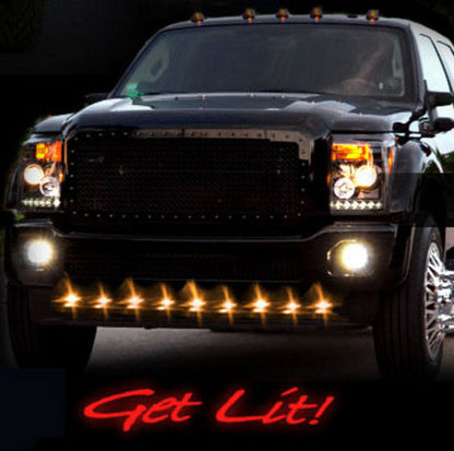 Ford Dodge GMC Universal Truck Front Air Dam 9pc Light Kit with Amber LED Bulbs