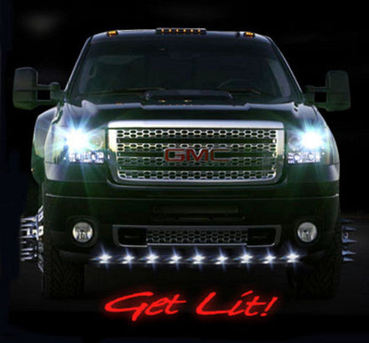 Ford Dodge GMC Universal Truck Front Air Dam 9pc Light Kit with White LED Bulbs