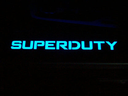 1999-2016 Ford Superduty Black Billet Door Sill Plates w/ Blue Illumination