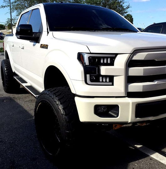 2015-2017 Ford F150 RECON Smoked Black Projector Headlights w/ LED Light Trim