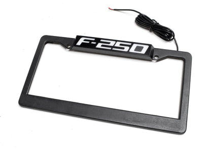 1999-2018 Ford F250 Super Duty Red LED Light Up Billet License Plate Frame Black