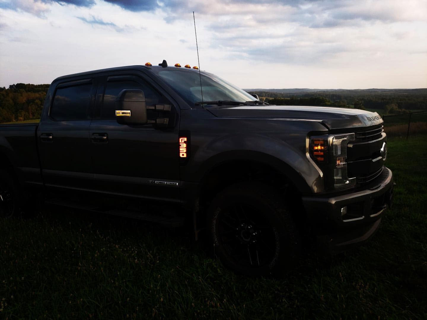 2017-2020 F350 Super Duty Red White Blue & Amber Light Up Fender Emblems Black