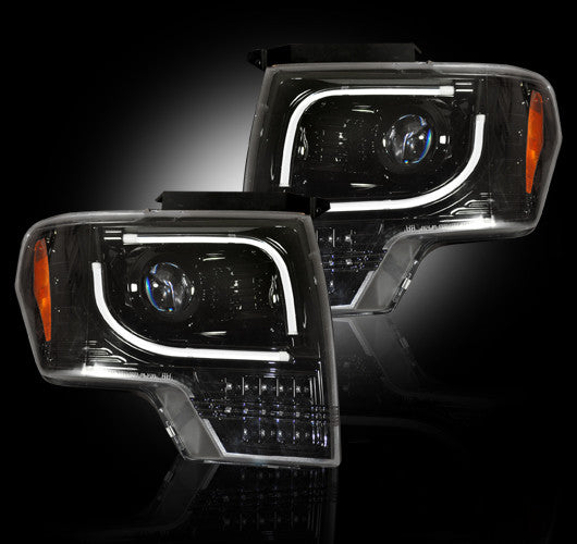 2013-2014 Ford F150 F-150 & Raptor RECON Smoked ULTRA Projector LED Headlights