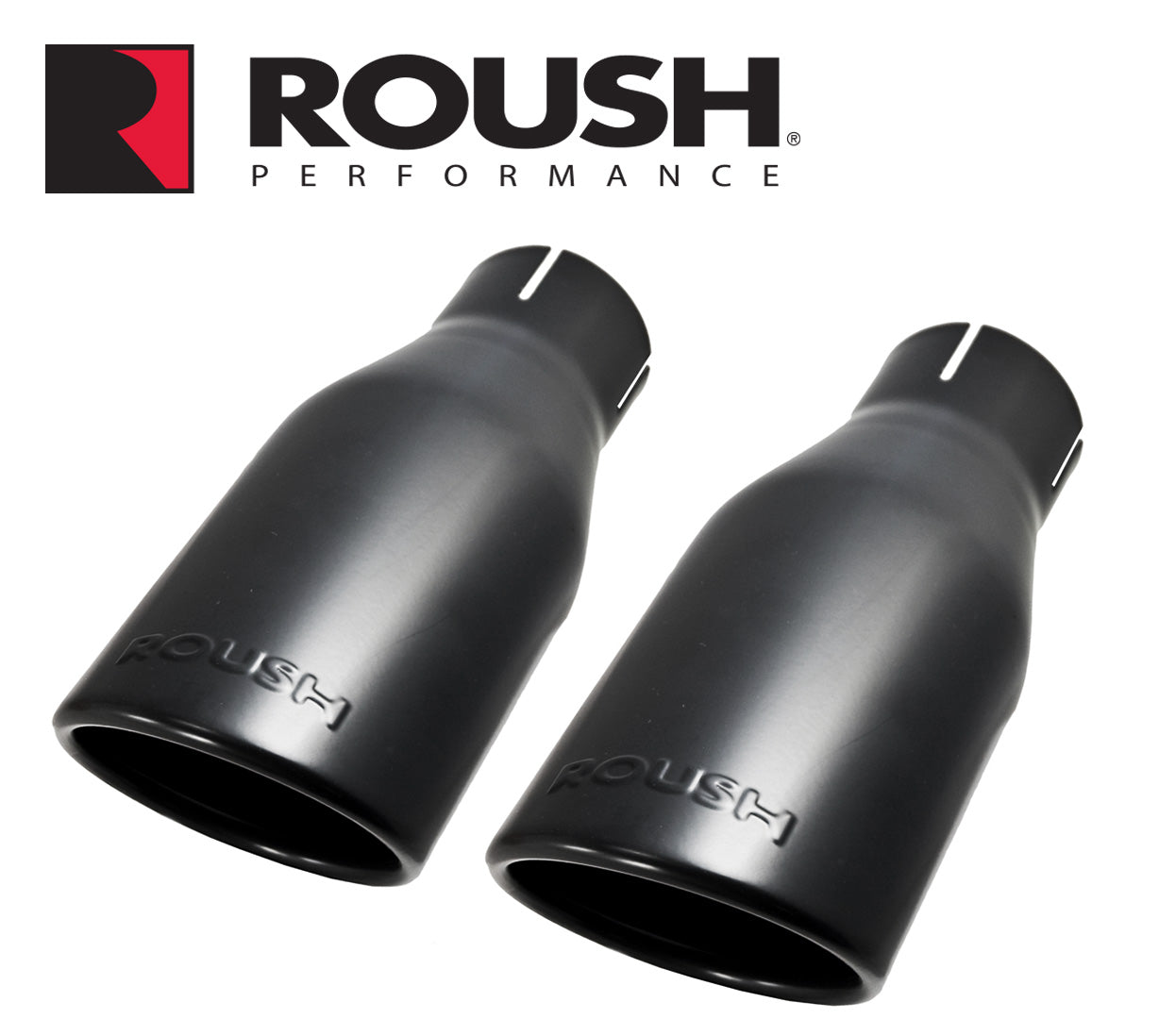 2011-2014 Mustang Black Powdercoated Roush 4.5" Exhaust Tips Pair 421127 421145