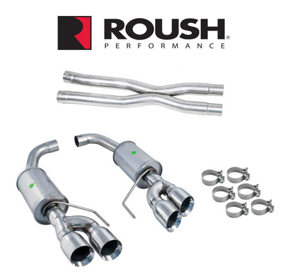 2018-2023 Ford Mustang GT Roush Axle Back Quad Tip Exhaust System & X-Pipe Kit