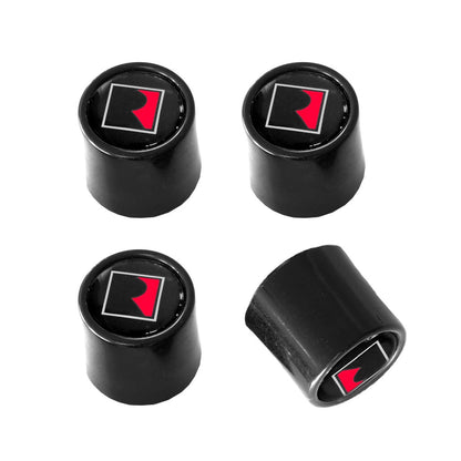 Ford Mustang F150 Focus Roush R Logo Black Wheel Tire Valve Stem Caps Set of 4