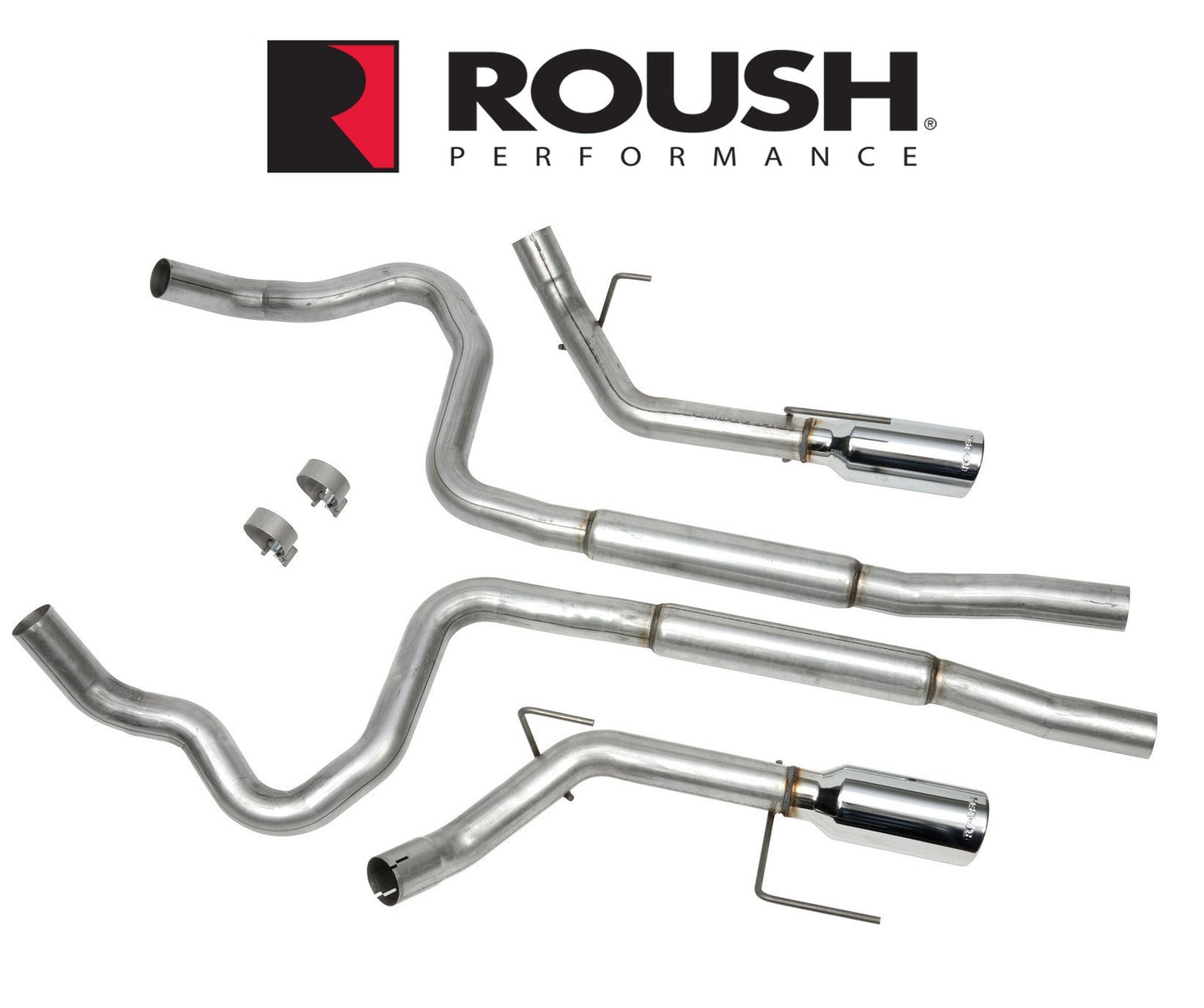 2005-2009 Ford Mustang GT Roush 403936 2.5" Cat Back Exhaust System Chrome Tips