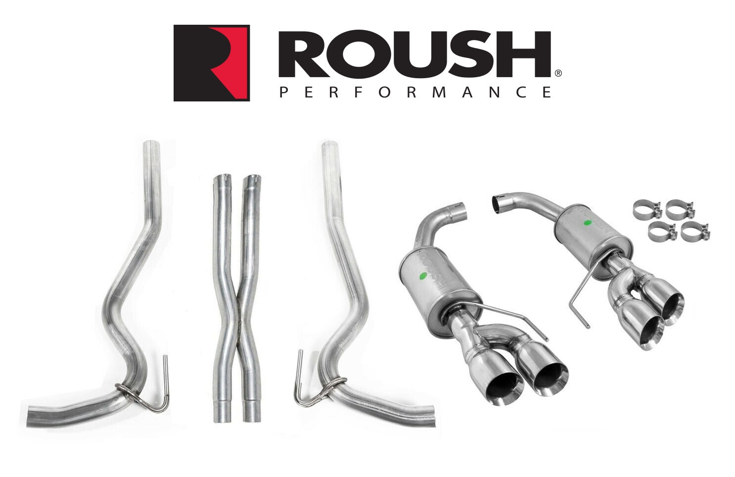 2018-2023 Mustang Coupe GT 5.0L Roush 422093 Cat Back Exhaust System with X Pipe